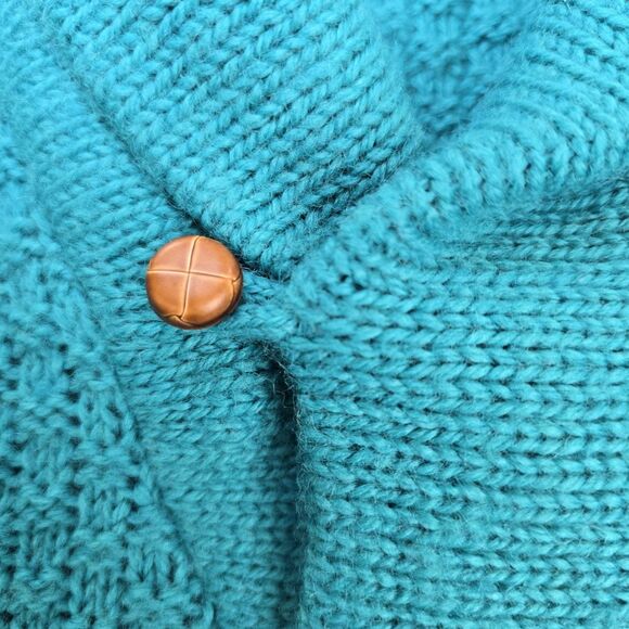 Vintage LL Bean Wool Sweater Mens Size M Teal Shawl Collar Fishermen's USA - Picture 5 of 9